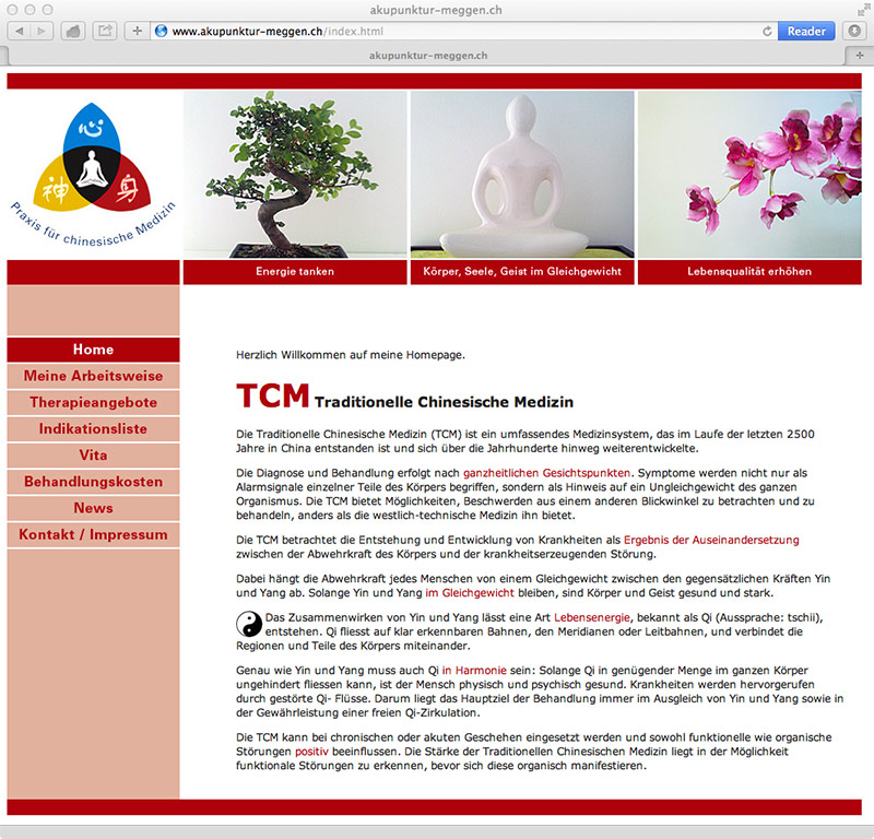 Beispielseite von www.akupunktur-meggen.ch
